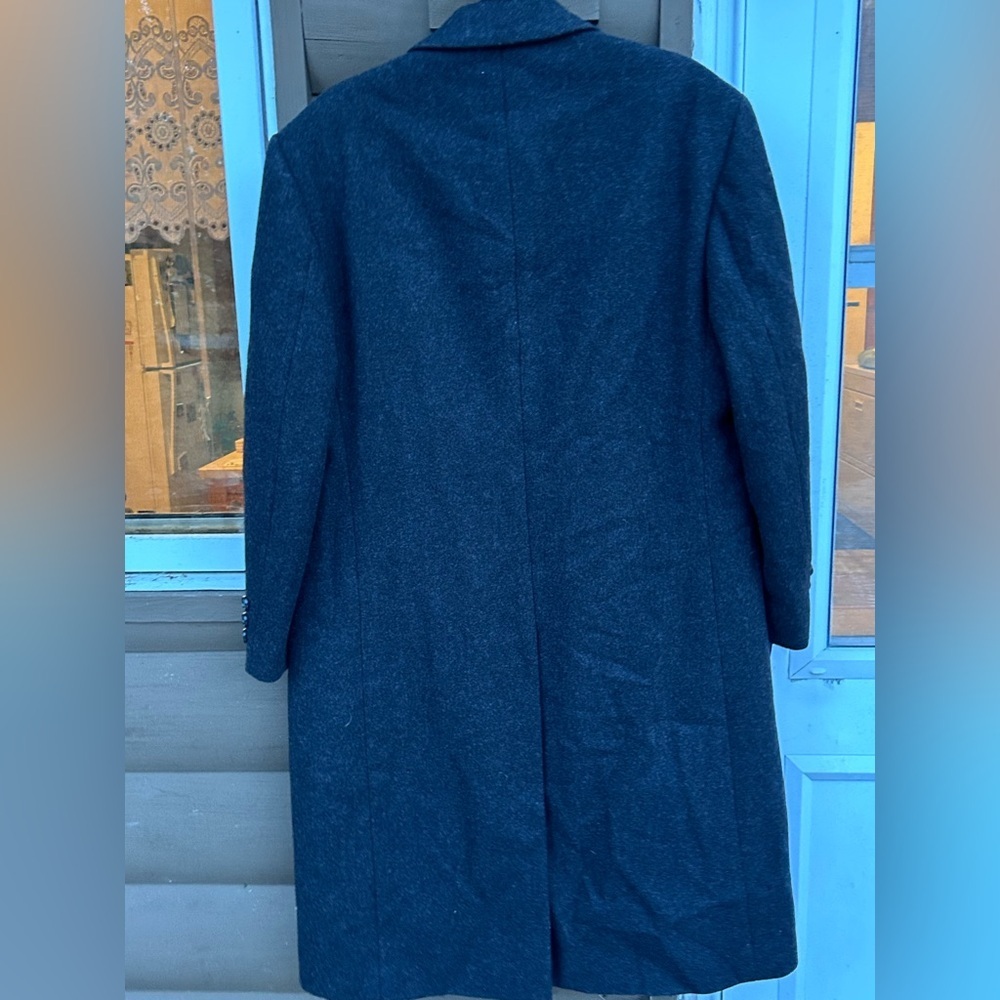 Jeffrey Banks Couture Men’s Overcoat  Wool & Cashmere Blend Dark Gray - 45 Long - Picture 8 of 9